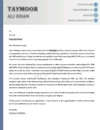 Cover Letter Sample 1