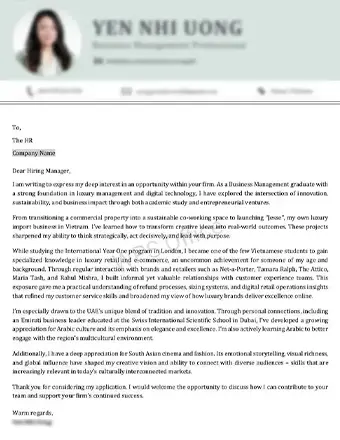 Cover Letter Sample 3